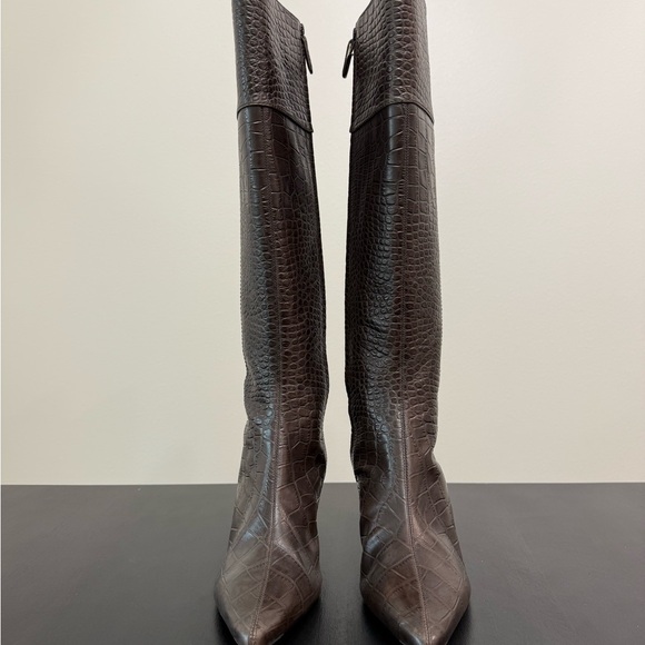 Cole Haan Jessika Tall Boots Women’s 9.5 Espresso Croc – Brand New - Picture 1 of 6
